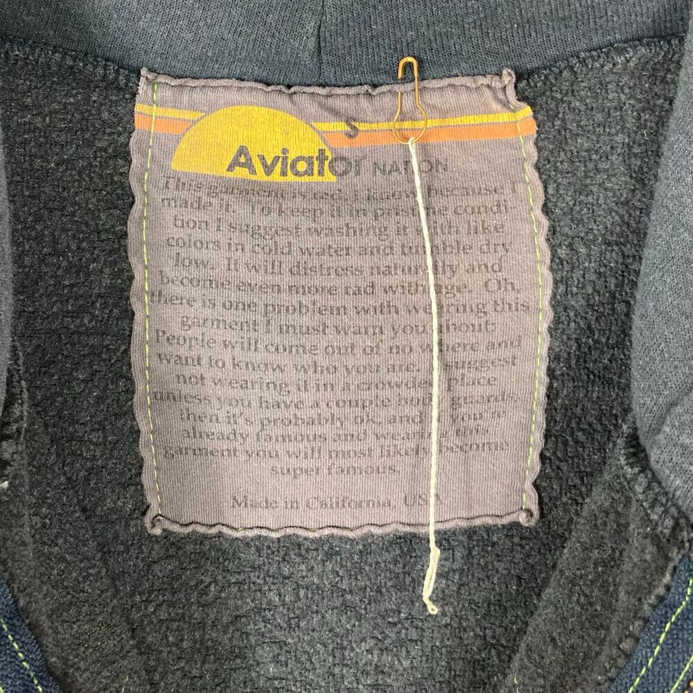 Nwot AVIATOR NATION Hoodie Sweater S Grey Rainbow-Stripe Zip Long-Slv Pocket - Picture 3 of 12